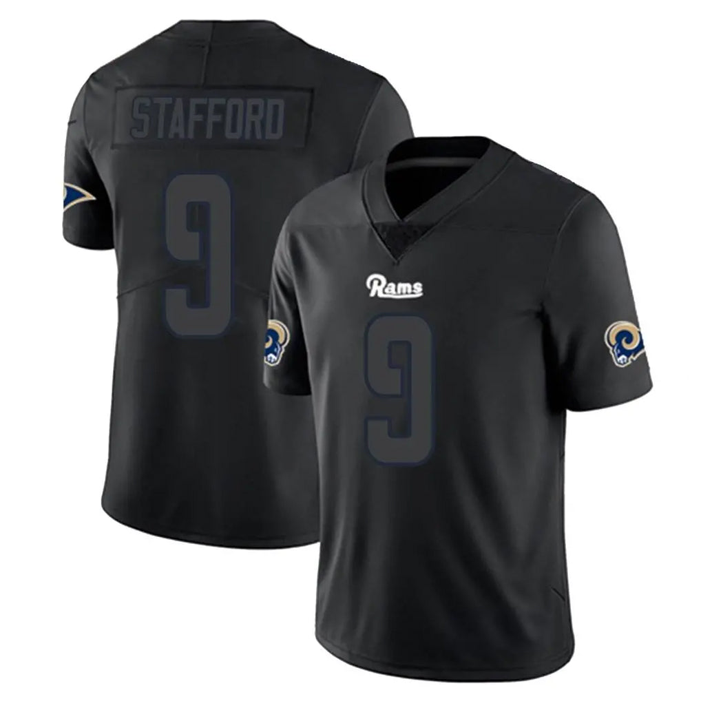 Jdoa LA.Rams #9 Matthew Stafford Player Black Impact Limited Home Game Stitched Jerseys