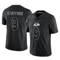 Jdoa LA.Rams #9 Matthew Stafford Player Black Limited Reflective Home Game Stitched Jerseys