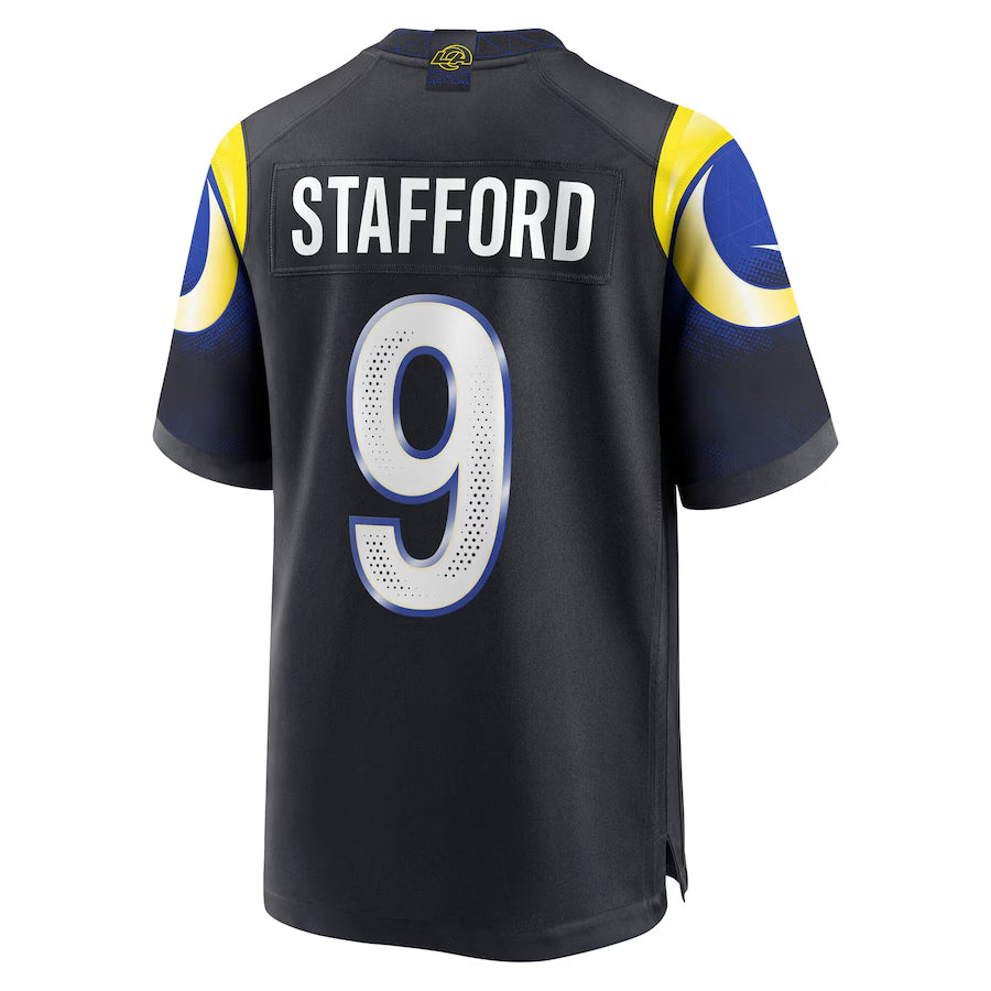 Jdoa LA.Rams #9 Matthew Stafford Player Midnight Blue Rivalries Collection Game Stitched Jerseys