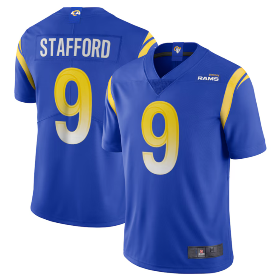 Jdoa LA.Rams #9 Matthew Stafford Royal Vapor Limited Jersey American Stitched Jerseys