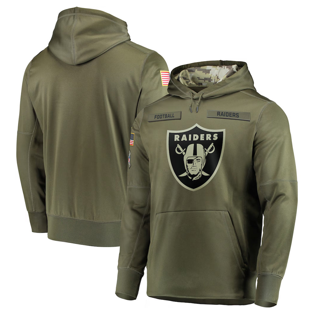 Jdoa LV.Raiders Olive Salute to Service Pullover Hoodies Home Game Blank Player Stitched Jerseys