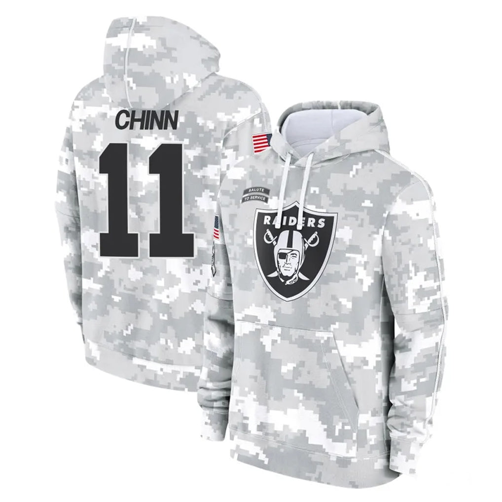 Jdoa LV.Raiders #11 Jeremy Chinn Player Arctic Camo Salute to Service Hoodies Limited Game Stitched Jerseys