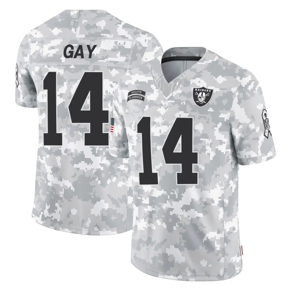Jdoa LV.Raiders #14 Matt Gay Player Arctic Camo Salute To Service Limited Game Stitched Jerseys