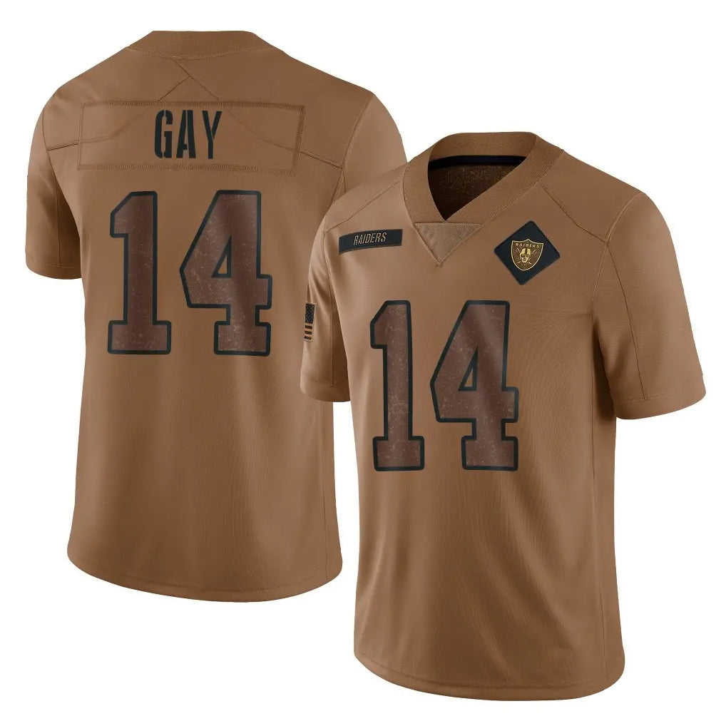 Jdoa LV.Raiders #14 Matt Gay Player Brown Salute To Service Limited Stitched Jerseys