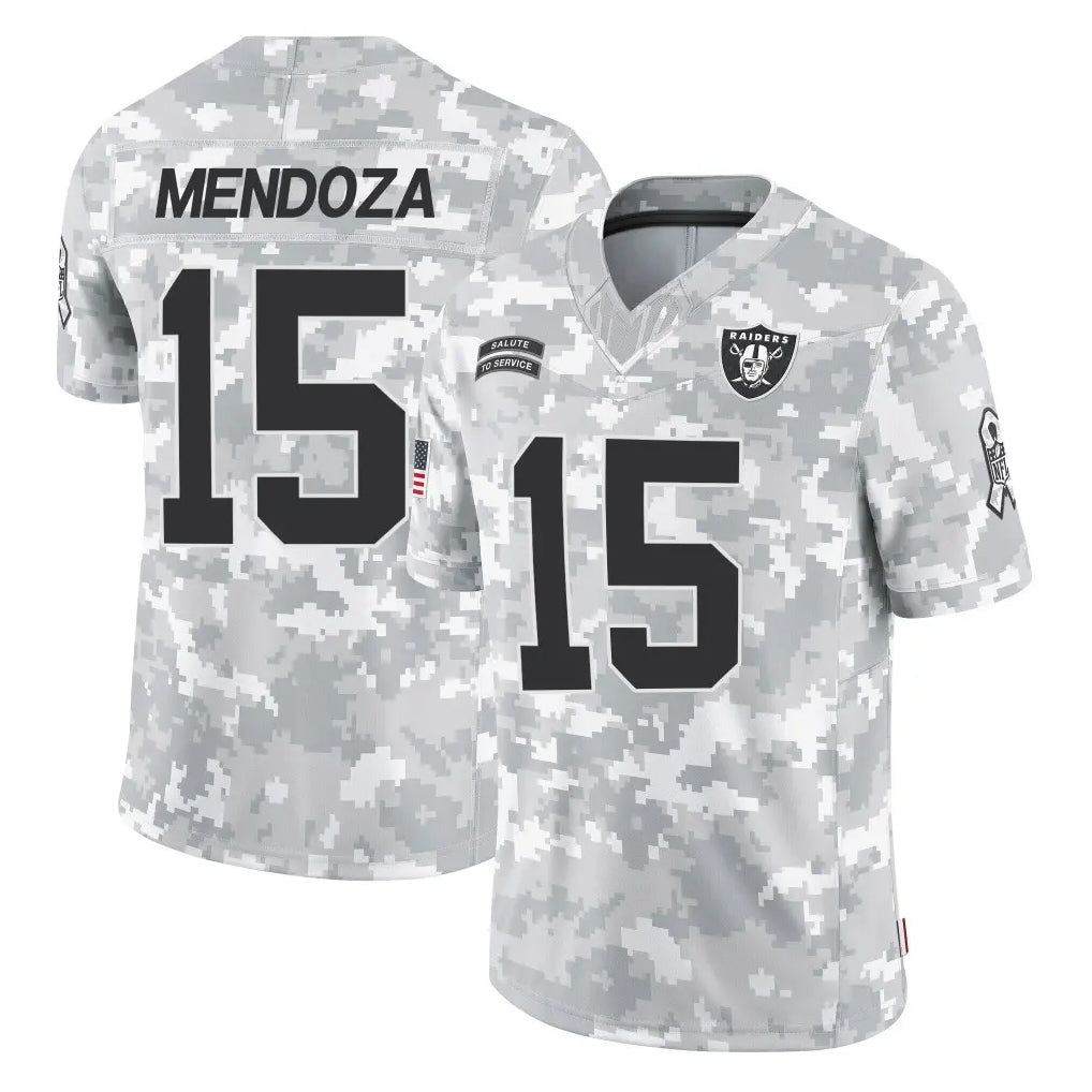Jdoa LV.Raiders #15 Fernando Mendoza Player Arctic Camo Salute To Service Limited Game Stitched Jerseys
