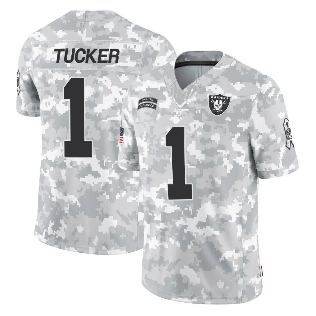 Jdoa LV.Raiders #1 Tre Tucker Player Arctic Camo Salute To Service Limited Game Stitched Jerseys