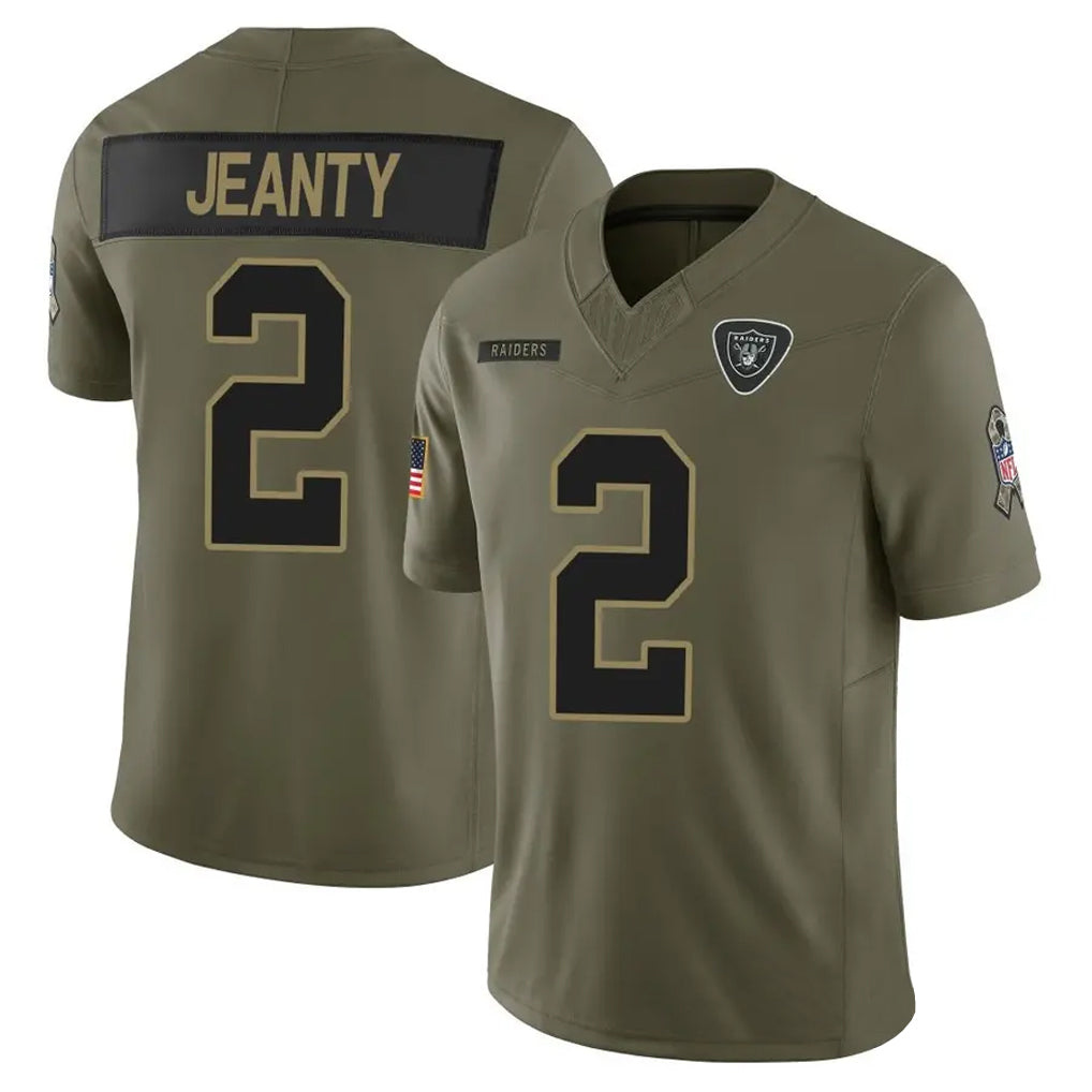 Jdoa LV.Raiders #2 Ashton Jeanty Player Salute To Service Limited Olive Stitched Jerseys