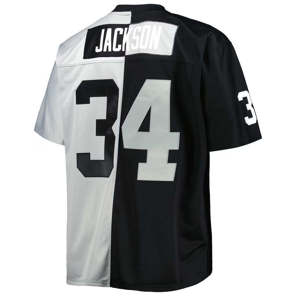 Jdoa LV.Raiders #34 Bo Jackson Mitchell & Ness BlackSilver Big & Tall Split Legacy Retired Player Replica Jerseys