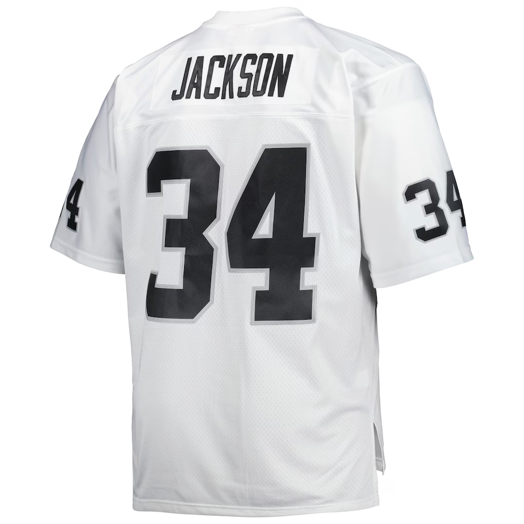 Jdoa LV.Raiders #34 Bo Jackson Mitchell & Ness White Big & Tall 1988 Retired Player Replica Stitched Jerseys