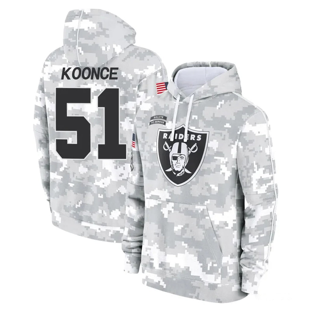Jdoa LV.Raiders #51 Malcolm Koonce Player Arctic Camo Salute to Service Hoodies Limited Game Stitched Jerseys