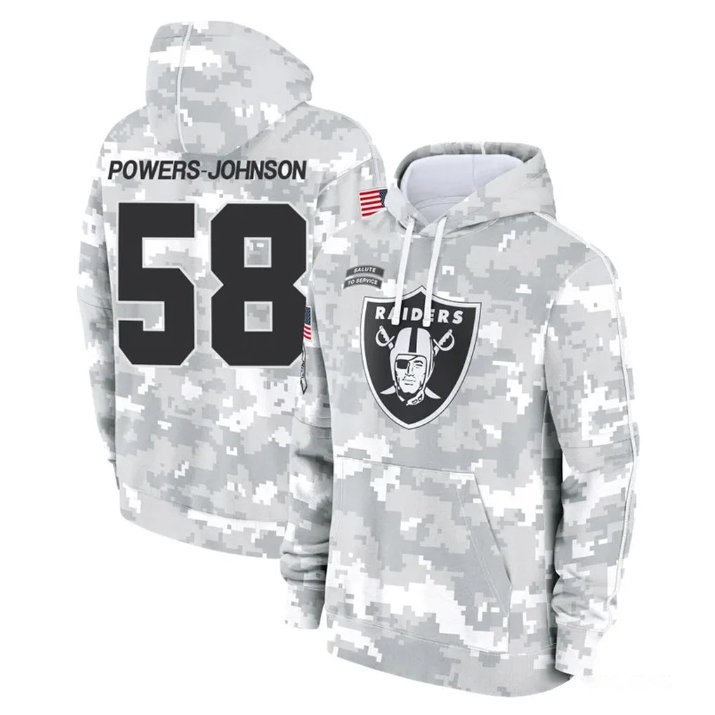 Jdoa LV.Raiders #58 Jackson Powers-Johnson Player Arctic Camo Salute to Service Hoodies Limited Game Stitched Jerseys