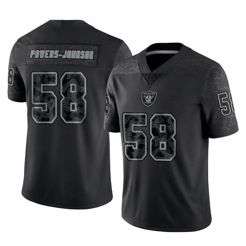 Jdoa LV.Raiders #58 Jackson Powers-Johnson Player Black Reflective Limited Game Stitched Jerseys