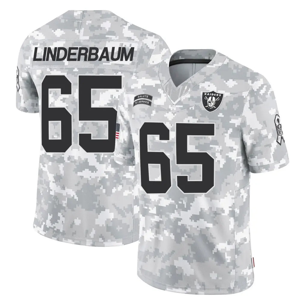 Jdoa LV.Raiders #65 Tyler Linderbaum Player Arctic Camo Salute To Service Limited Game Stitched Jerseys