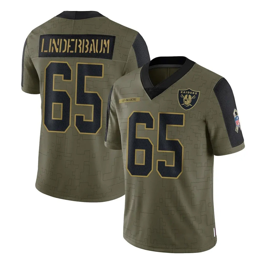 Jdoa LV.Raiders #65 Tyler Linderbaum Player Olive Salute To Service Limited Game Stitched Jerseys