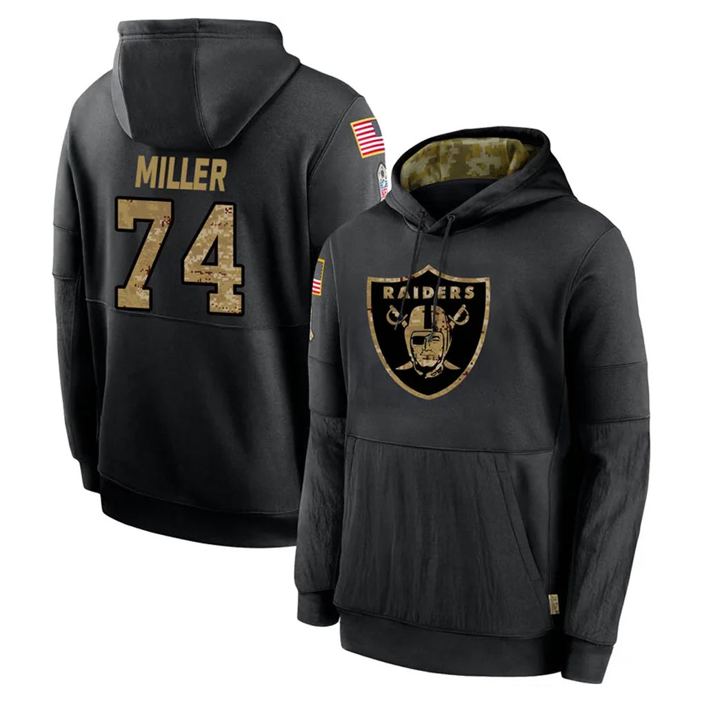 Jdoa LV.Raiders #74 Kolton Miller Player Black Salute to Service Hoodies Limited Game Stitched Jerseys