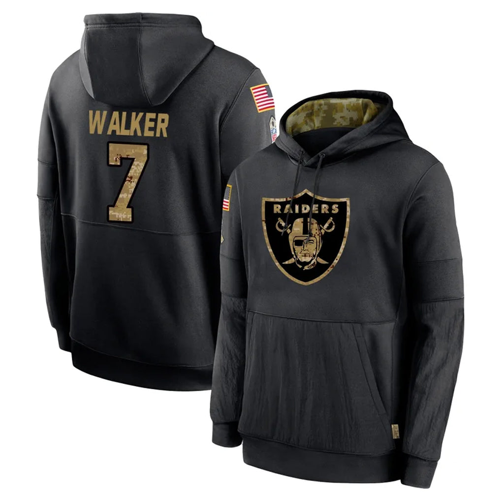 Jdoa LV.Raiders #7 Quay Walker Player Black Salute to Service Hoodies Limited Game Stitched Jerseys