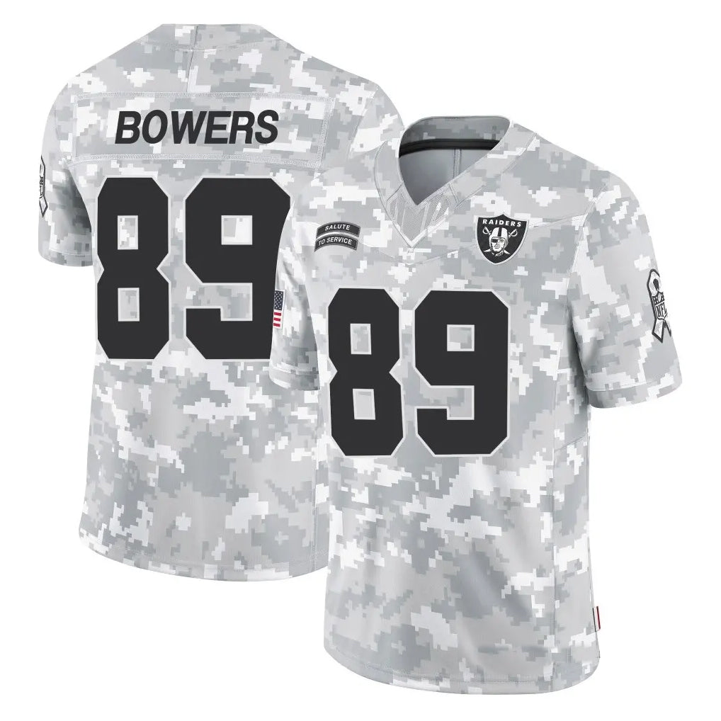 Jdoa LV.Raiders #89 Brock Bowers Player Arctic Camo Salute to Service Limited  Stitched Jerseys