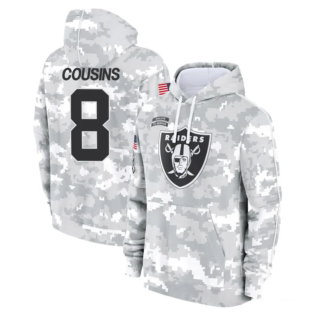 Jdoa LV.Raiders #8 Kirk Cousins Player Arctic Camo Salute to Service Hoodies Limited Game Stitched Jerseys