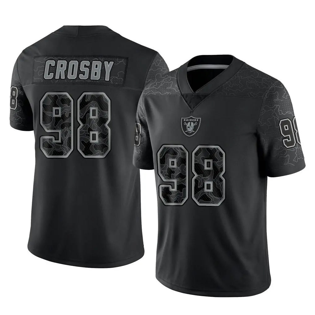 Jdoa LV.Raiders #98 Maxx Crosby Player Black Reflective Limited Game Stitched Jerseys