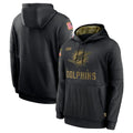 Jdoa M.Dolphins Black Salute to Service Hoodies Limited Game Blank Player Stitched Jerseys