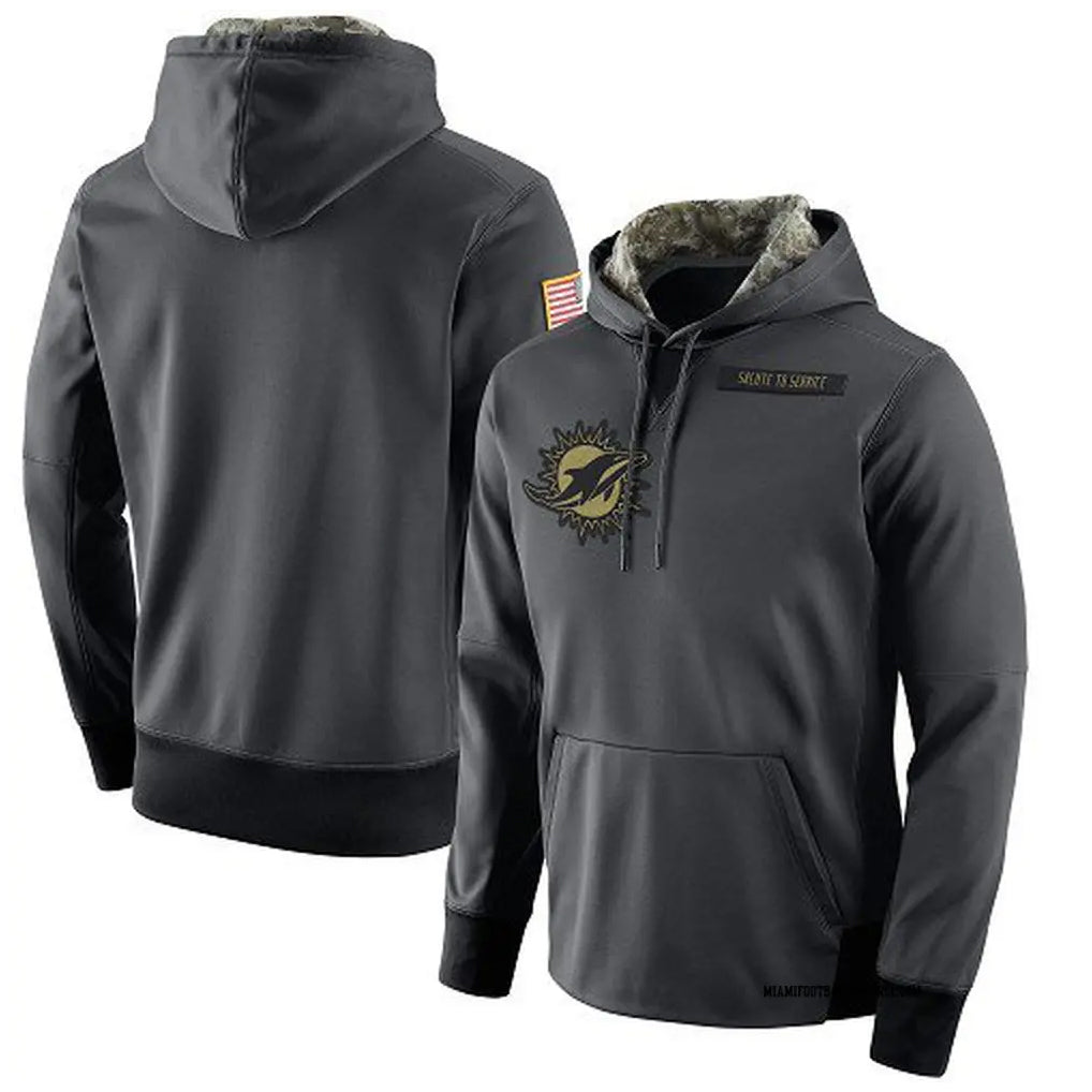 Jdoa M.Dolphins Gray Pullover Hoodies Limited Blank Player Stitched Jerseys
