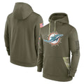 Jdoa M.Dolphins Olive Salute to Service Pullover Hoodies Home Game Blank Player Stitched Jerseys
