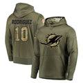 Jdoa M.Dolphins #10 Jacob Rodriguez Player Olive Salute to Service Pullover Hoodies Home Game Stitched Jerseys