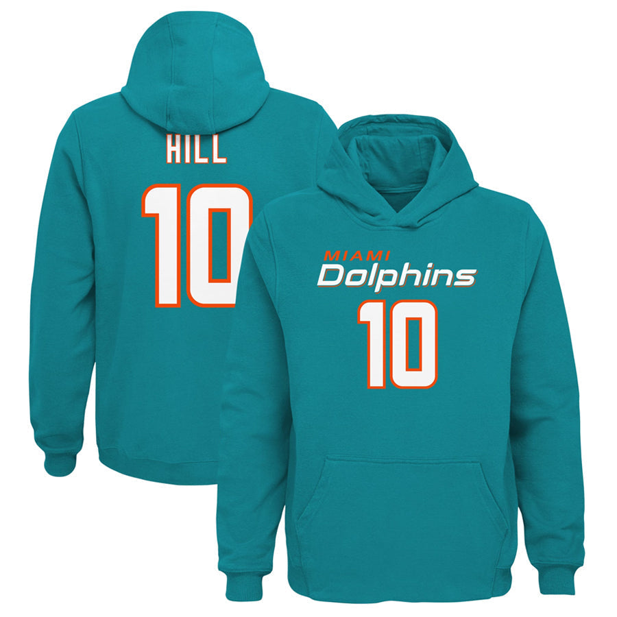 Jdoa M.Dolphins #10 Tyreek Hill Player Aqua Mainliner Pullover Hoodie Game Stitched Jerseys