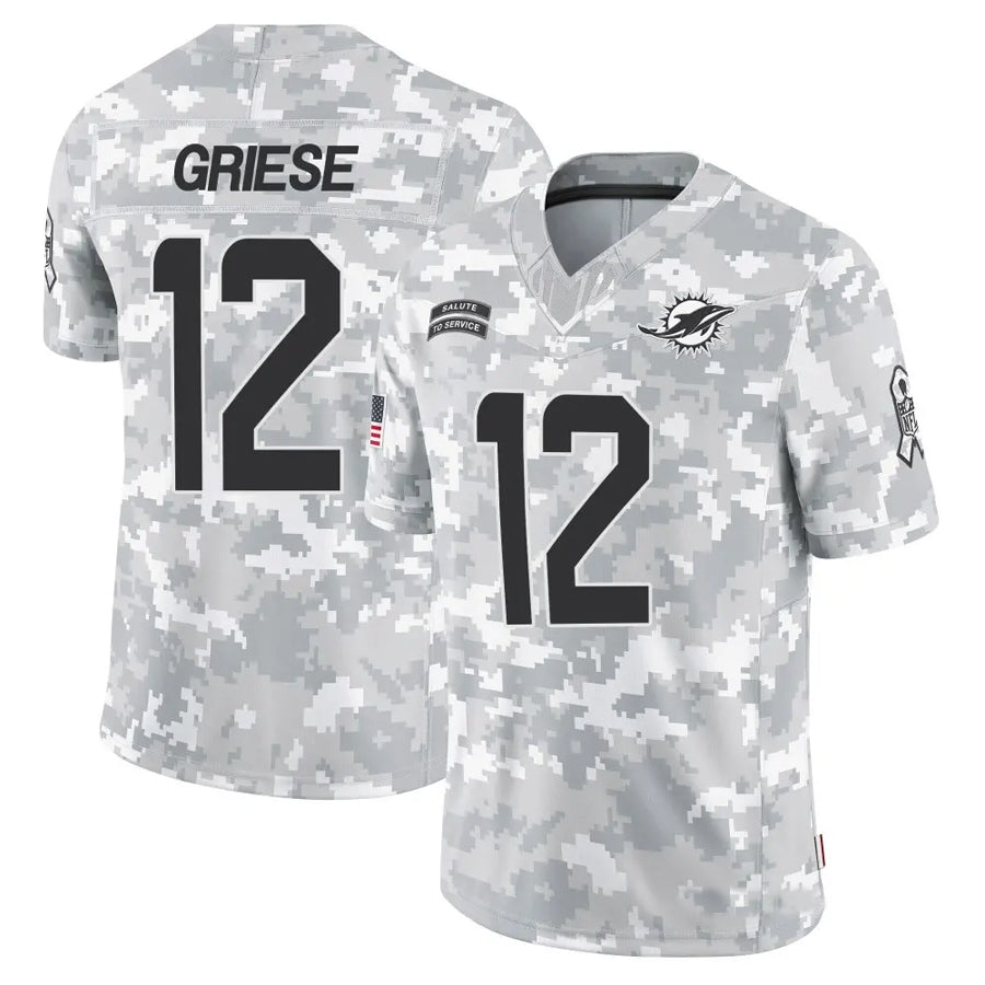 Jdoa M.Dolphins #12 Bob Griese Player Arctic Camo Salute to Service Limited Stitched Jerseys