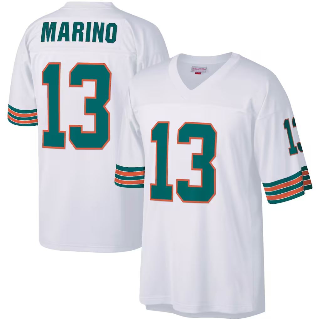 Jdoa M.Dolphins #13 Dan Marino Mitchell & Ness White Big & Tall 1984 Retired Player Replica Stitched Jerseys