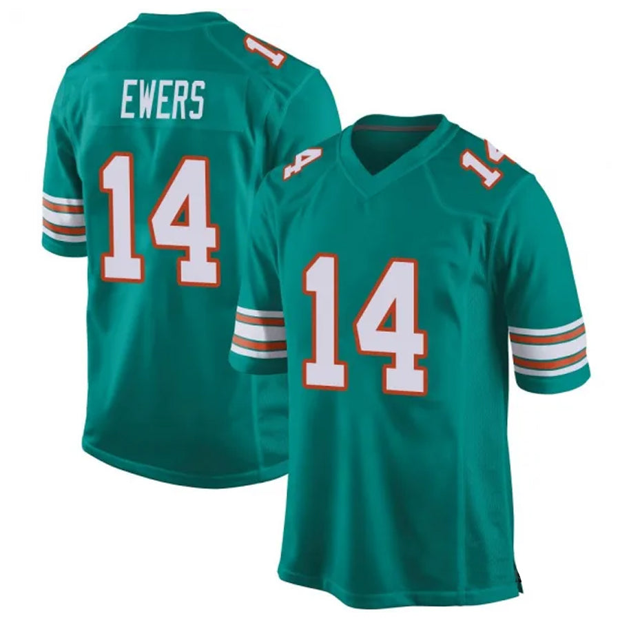 Jdoa M.Dolphins #14 Quinn Ewers Player Aqua Game Stitched Jerseys