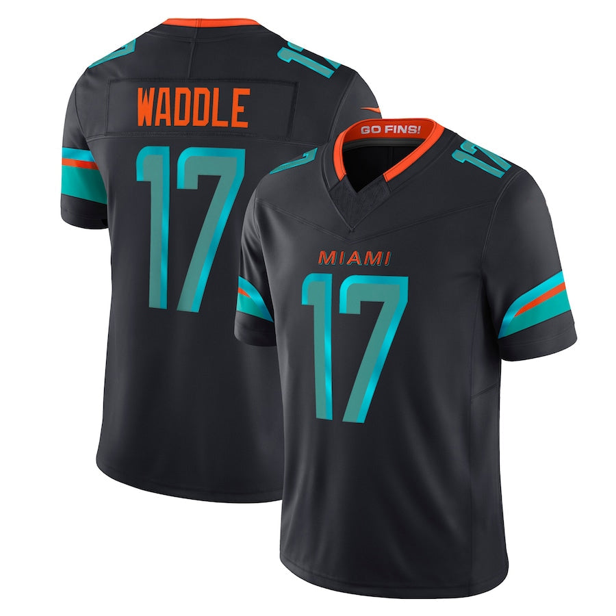 Jdoa M.Dolphins #17 Jaylen Waddle Player Blue Rivalries Collection Vapor Limited Stitched Jerseys