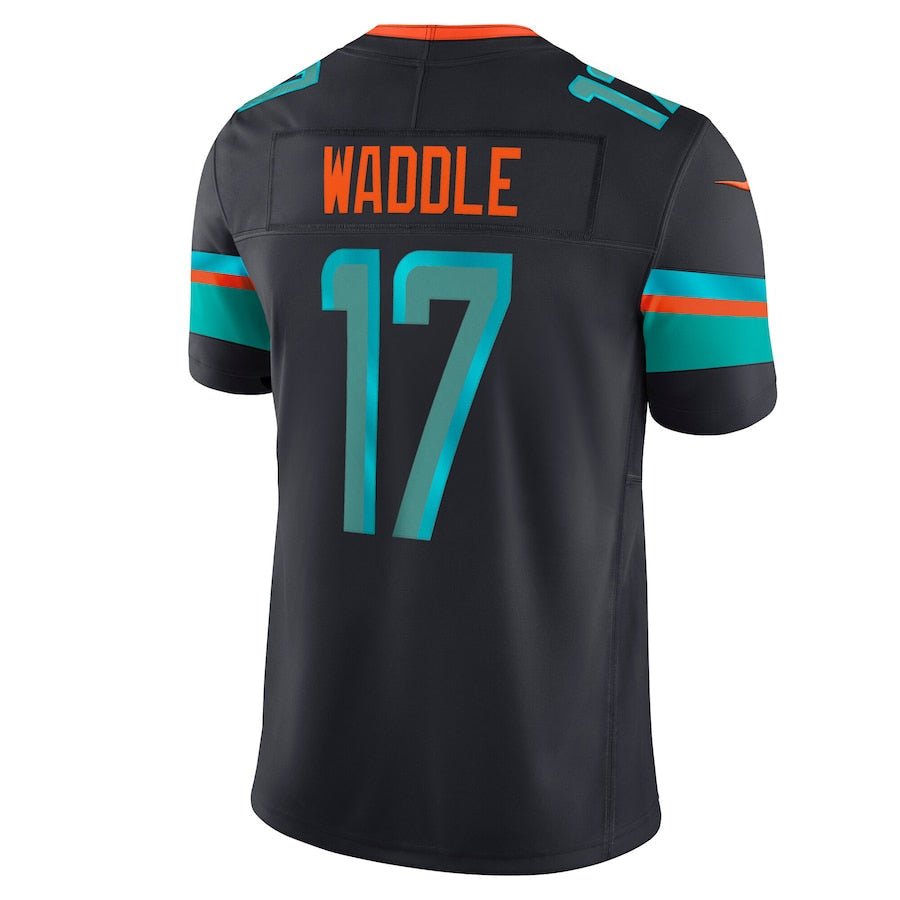 Jdoa M.Dolphins #17 Jaylen Waddle Player Blue Rivalries Collection Vapor Limited Stitched Jersey
