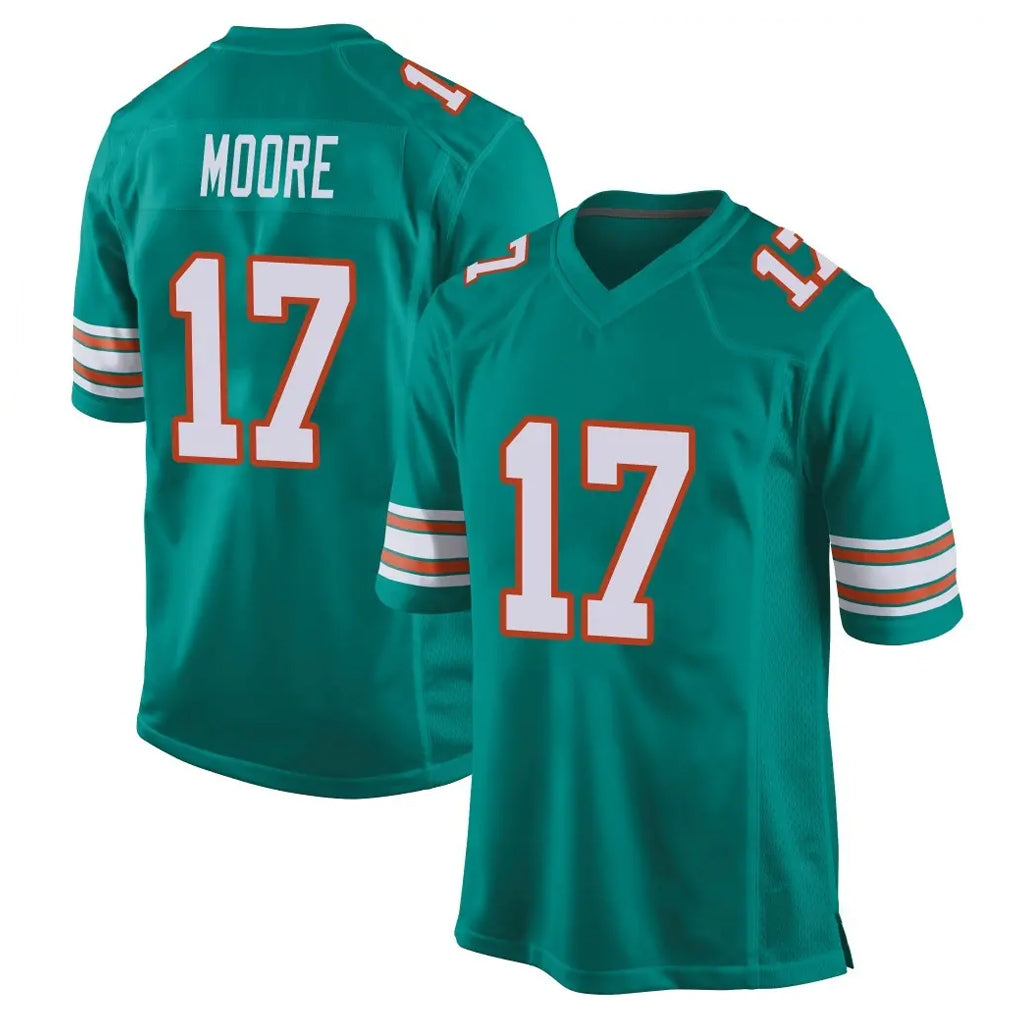 Jdoa M.Dolphins #17 Trey Moore Player Aqua Alternate Home Game Stitched Jerseys