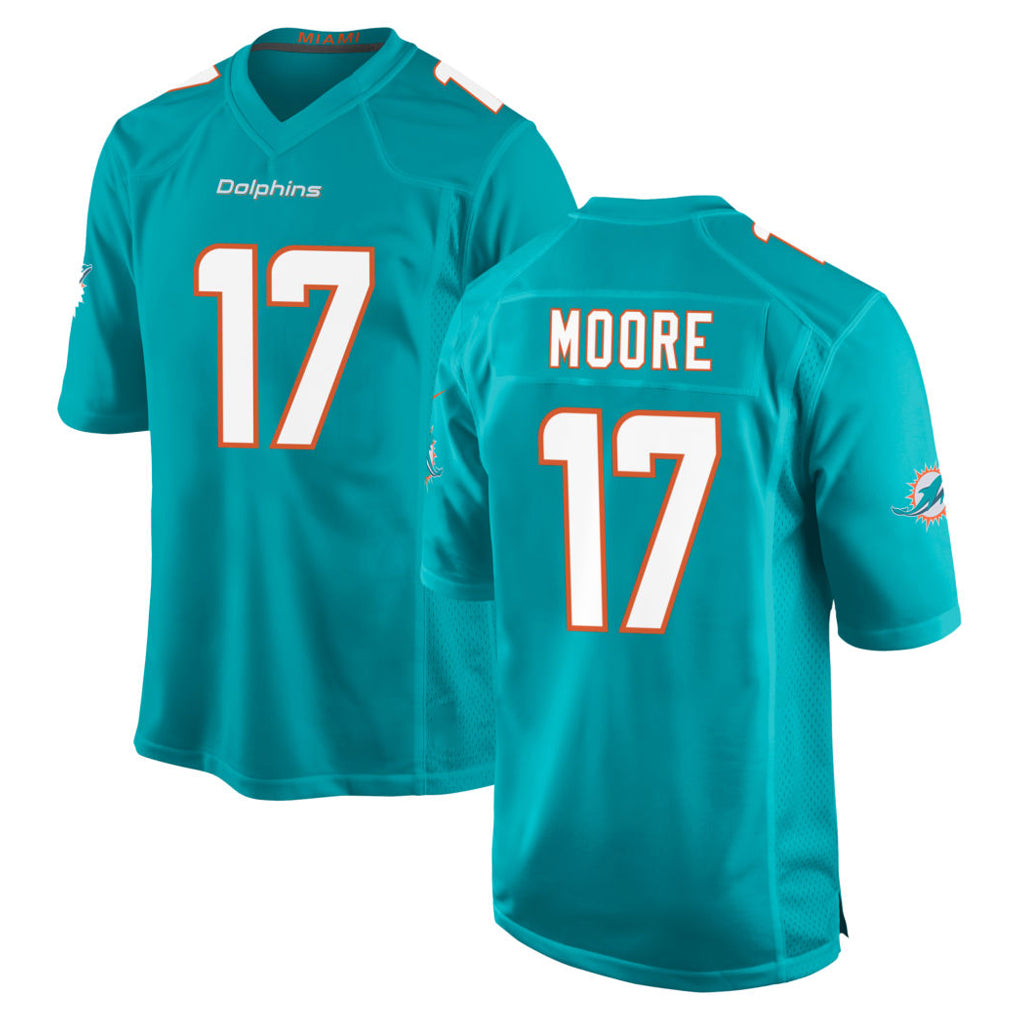 Jdoa M.Dolphins #17 Trey Moore Player Aqua Home Game Stitched Jerseys