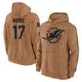 Jdoa M.Dolphins #17 Trey Moore Player Brown Salute to Service Hoodies Limited Game Stitched Jerseys