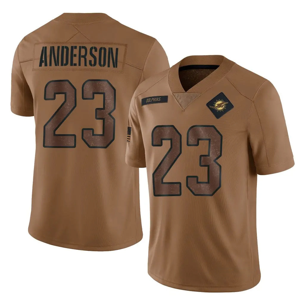Jdoa M.Dolphins #23 Zayne Anderson Player Brown Salute To Service Limited Stitched Jerseys