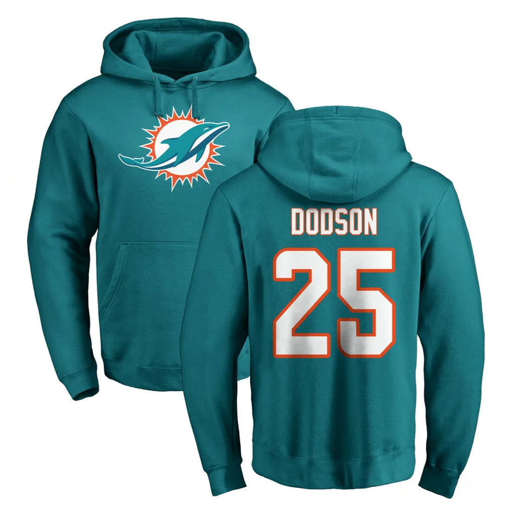Jdoa M.Dolphins #25 Tyrel Dodson Player Aqua LOGO Pullover Hoodies Limited Stitched Jerseys