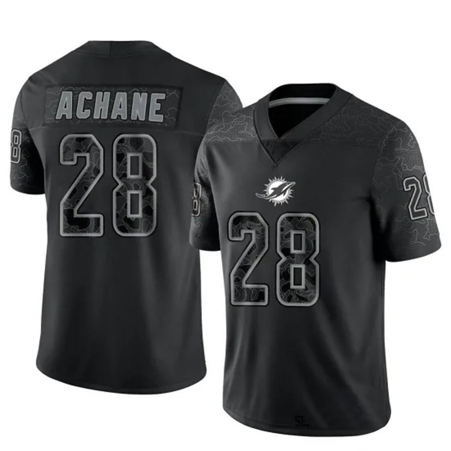 Jdoa M.Dolphins #28 De??£¤Von Achane Player Black RFLCTV Limited Stitched Jerseys