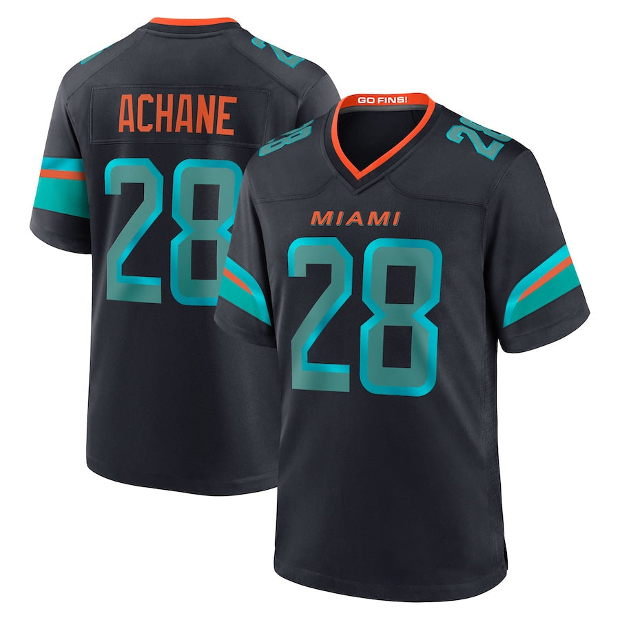 Jdoa M.Dolphins #28 De??£¤Von Achane Player Blue Rivalries Collection Game Stitched Jerseys