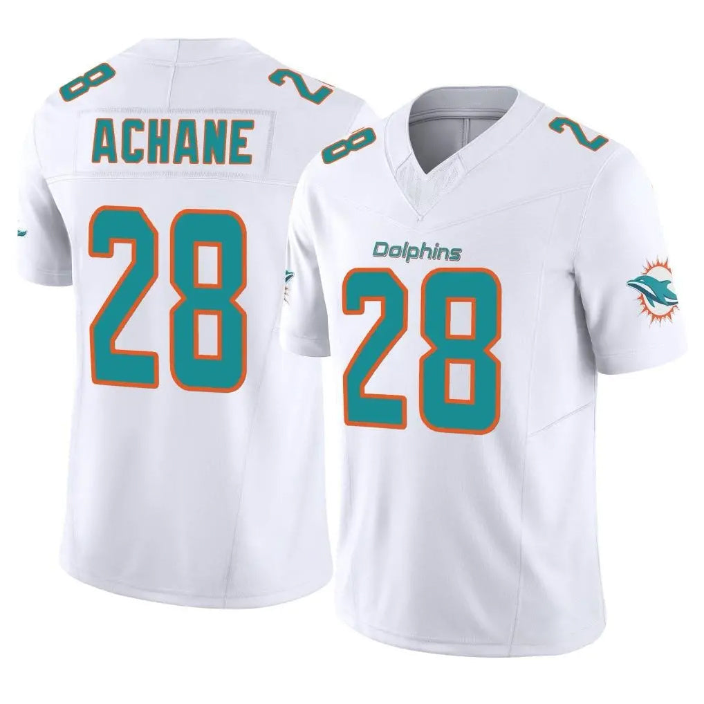 Jdoa M.Dolphins #28 De'Von Achane Player White Limited Vapor F.U.S.E. Home Game Stitched Jerseys