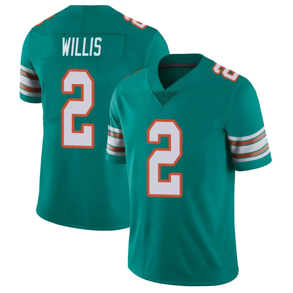 Jdoa M.Dolphins #2 Malik Willis Player Aqua Limited Alternate Vapor Untouchable Home Game Stitched Jerseys