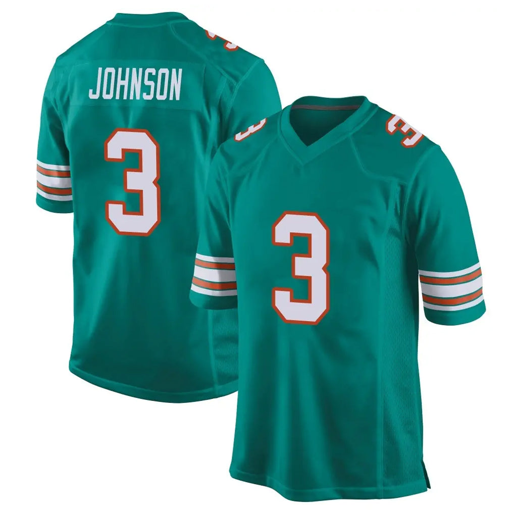 Jdoa M.Dolphins #3 Chris Johnson Player Aqua Alternate Home Game Stitched Jerseys