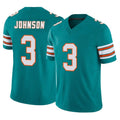 Jdoa M.Dolphins #3 Chris Johnson Player Aqua Limited Alternate Vapor F.U.S.E. Home Game Stitched Jerseys