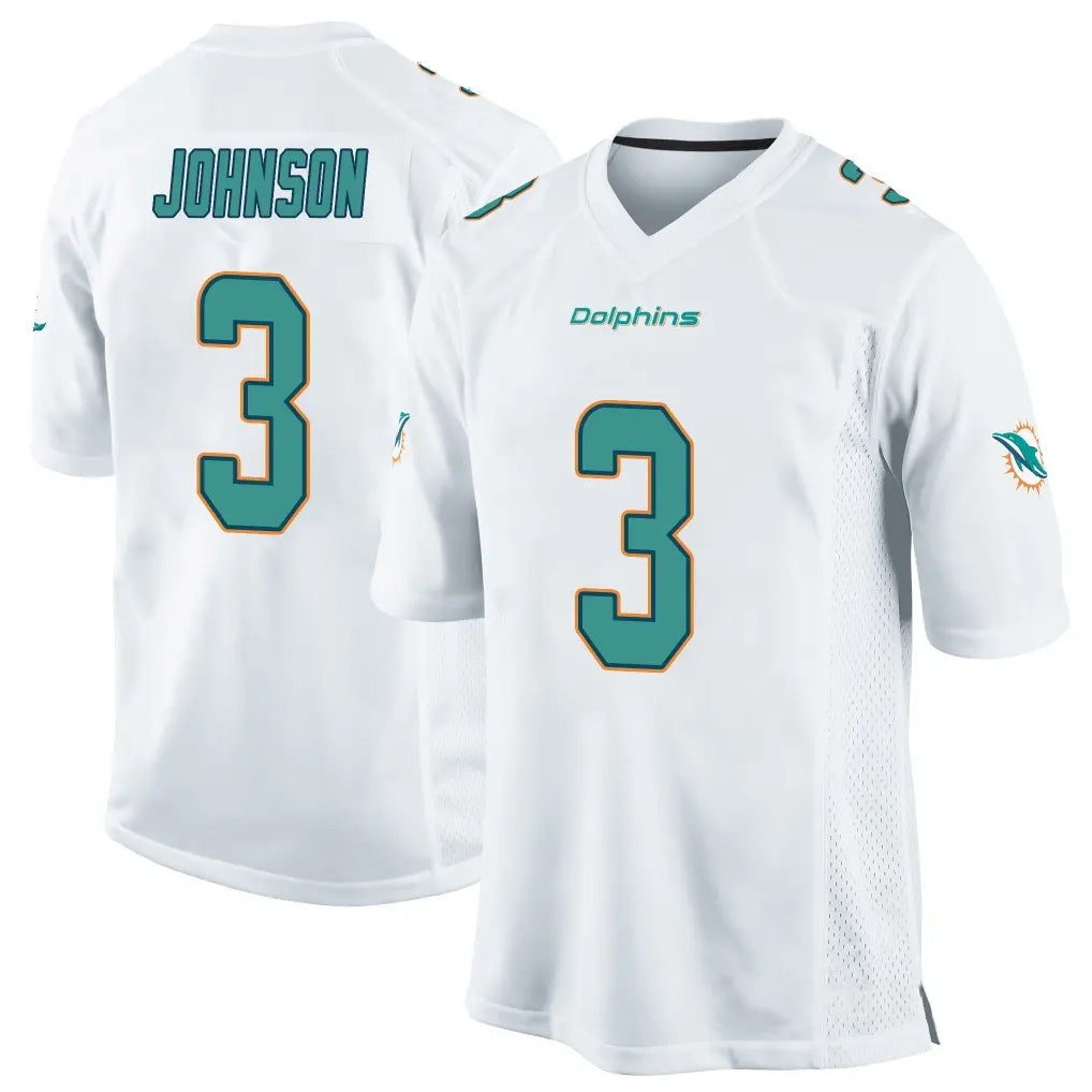 Jdoa M.Dolphins #3 Chris Johnson Player White Home Game Stitched Jerseys