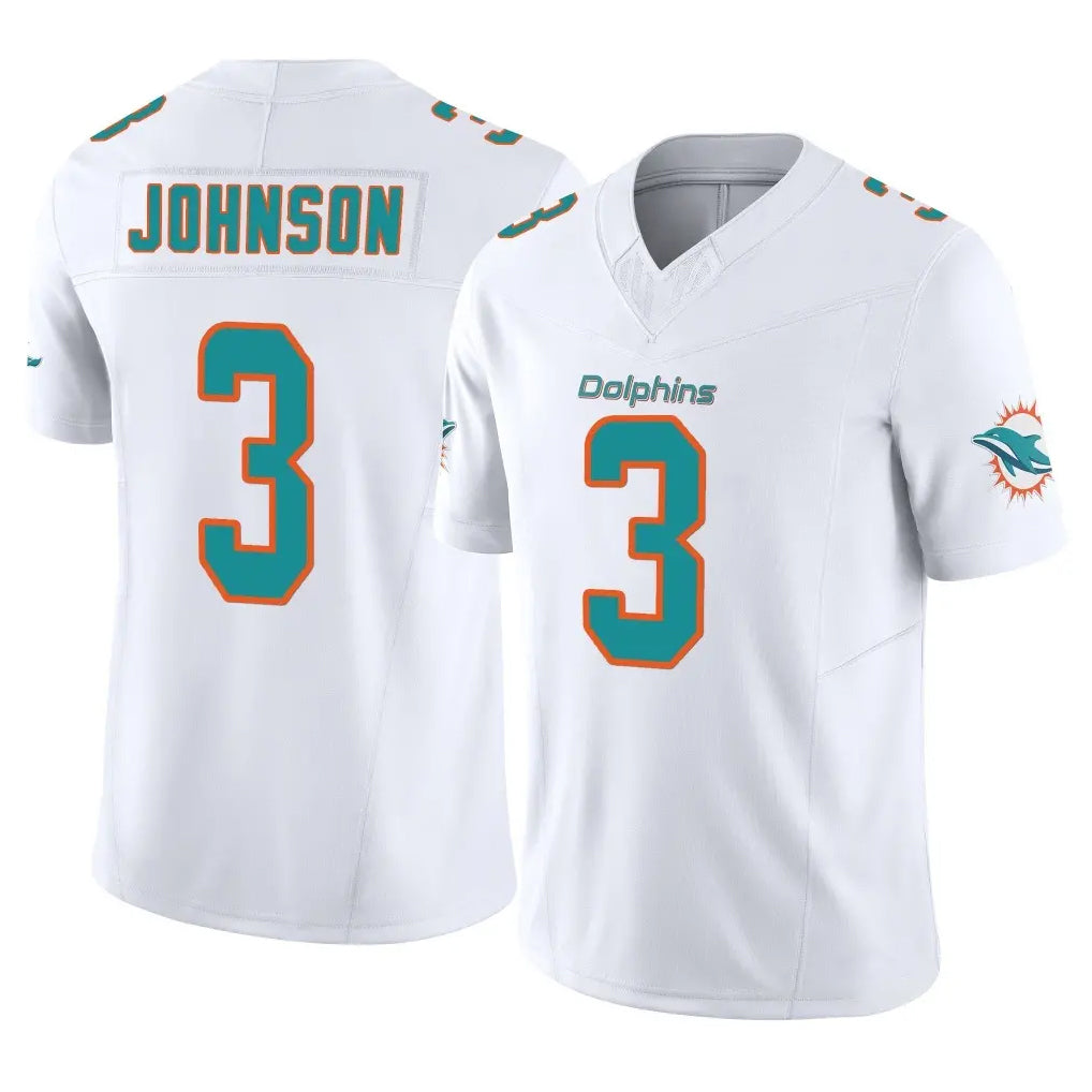 Jdoa M.Dolphins #3 Chris Johnson Player White Limited Vapor F.U.S.E. Home Game Stitched Jerseys