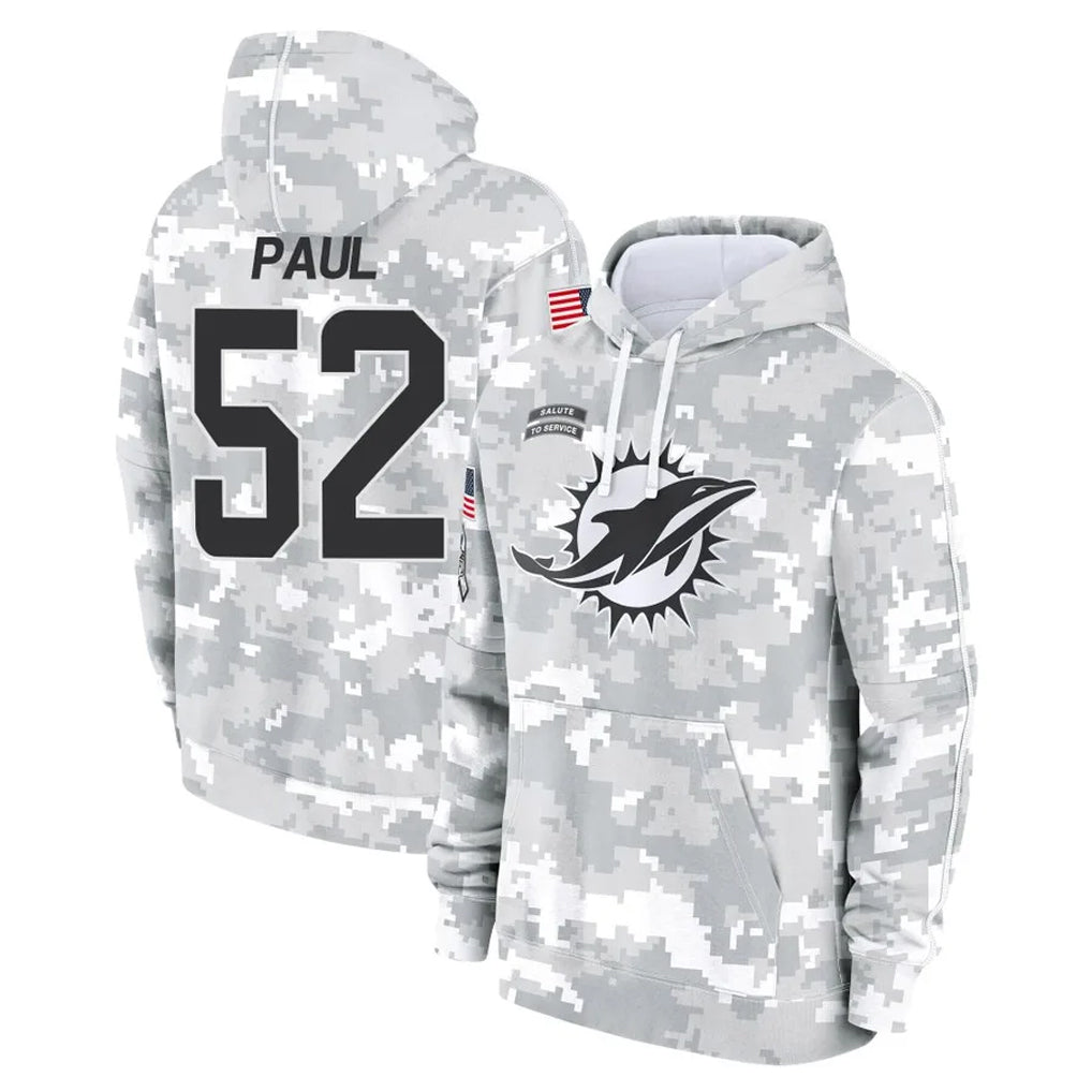 Jdoa M.Dolphins #52 Patrick Paul Player Arctic Camo Salute to Service Hoodies Limited Game Stitched Jerseys