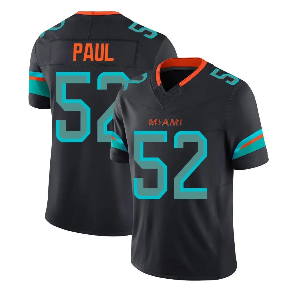 Jdoa M.Dolphins #52 Patrick Paul Player Black Limited Pitch Rivalries Collection Home Game Stitched Jerseys