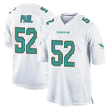 Jdoa M.Dolphins #52 Patrick Paul Player White Home Game Stitched Jerseys