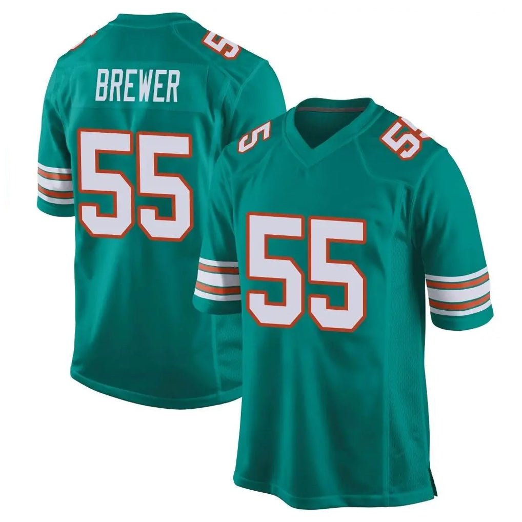 Jdoa M.Dolphins #55 Aaron Brewer Player Aqua Alternate Home Game Stitched Jerseys